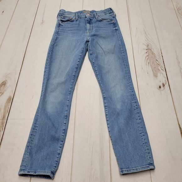 Mother The Looker crop skinny jeans medium blue independent studies - Picture 1 of 13